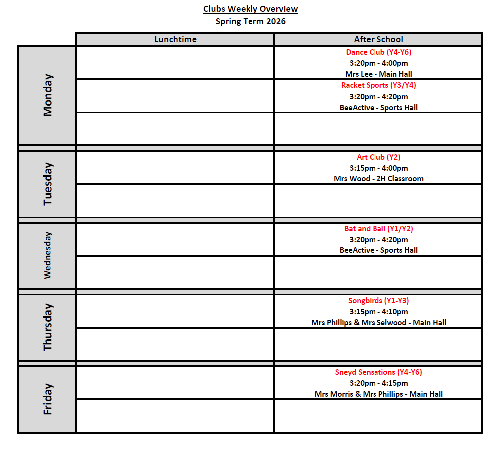 Spring Term Club Overview